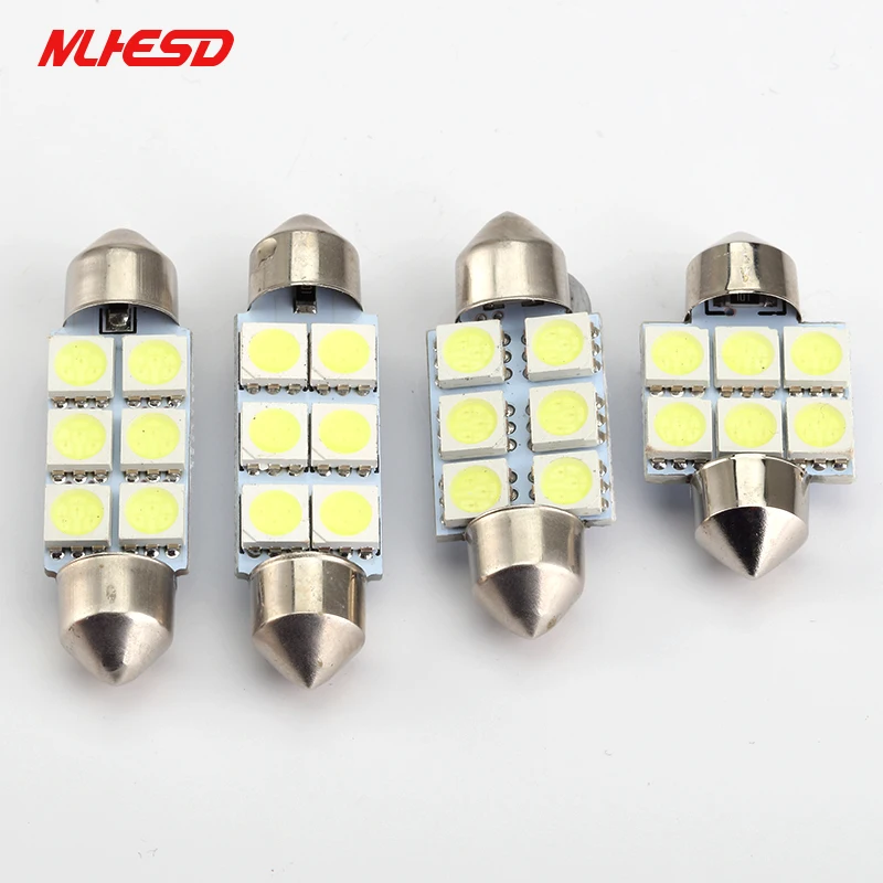 1х Автомобильный свет C5W 6 SMD LED 10 шт 31 мм 36 39 41 белый 3528 1210 6SMD 6LED гирлянда купольная