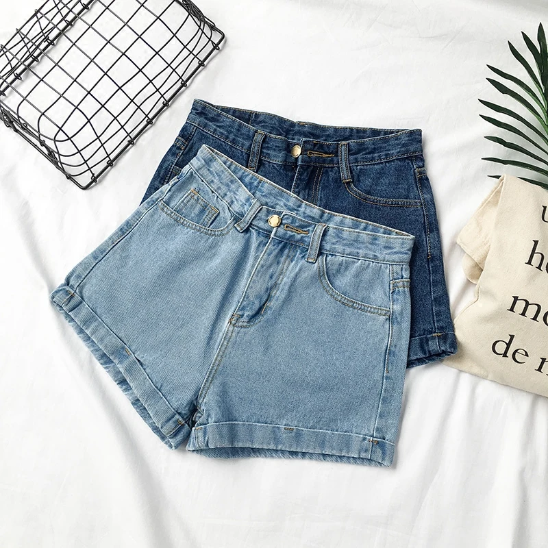 2018 Euro Style Women Denim Shorts Vintage High Waist