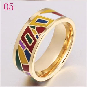 Бренд эксклюзивные красивые геометрические цветные винтажные Эмалированные кольца 0,8 см Ширина Золотые кольца для женщин этнические ювелирные изделия акции - Цвет основного камня: JZ08-09A