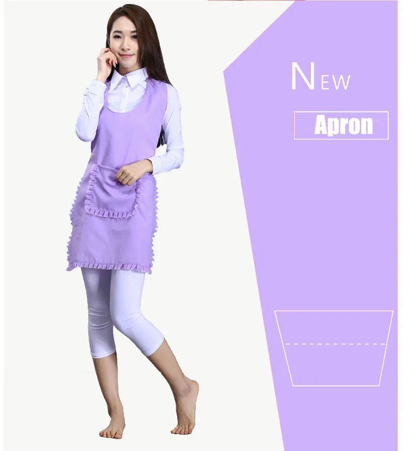 New Korean Women Apron Kitchen Cooking Work Apron Cotton Cafe Cleaning Restaurant Shoulder straps Aprons Bibs With Pockets7