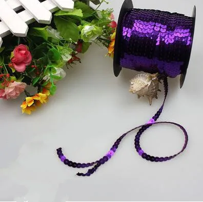 10 ярдов 25 цветов плетеные блестки кружевная отделка кружевной ленточный аксессуар украшение ручной работы материал 0,6 см LC0223 - Цвет: purple