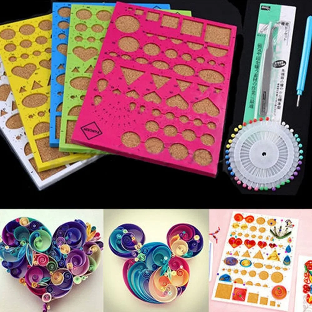 

Facemile DIY Scrapbooking Paper Quilling Template Mould Board Tweezer Pins Slotted Tool Kit For Paper Creation