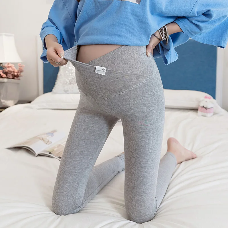 

Spring Black Gray Modal Cotton Stomach Lift Tights Elastic High Waist Maternity Pants Autum Casual Ankle-length Pregnancy Pants