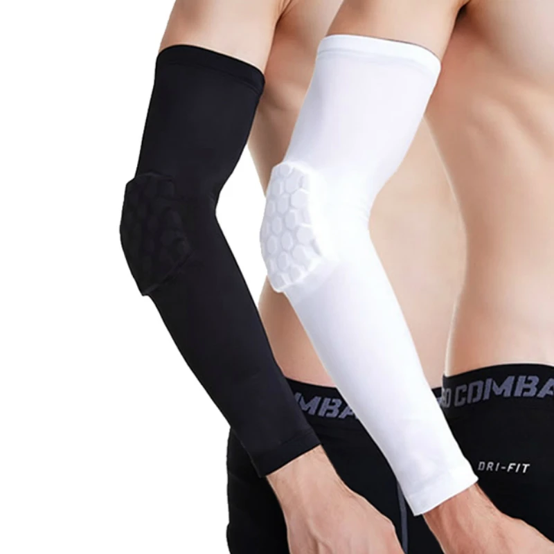 

1 Piece High Elastic Gym Sports Arm Sleeve Support Basketball Shooting Elbow Arm Warmers Pad Men Women Honeycomb Anti-collison