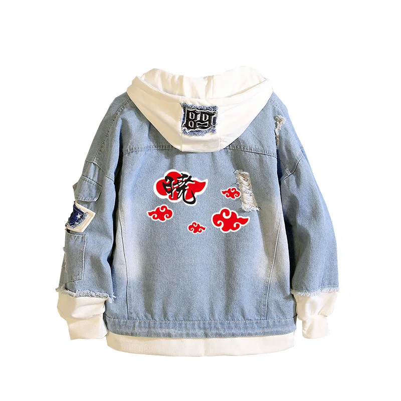 

Anime NARUTO Uzumaki Men Casual Jeans Coat Naruto Uchiha Sasuke Cosplay Jacket Women Autumn Hooded Sweatshirt Denim Tops A9013