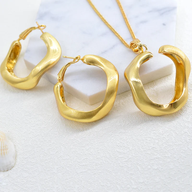 

ZEADear Jewelry Classic Round Circle Alloy Jewelry Set For Women Gift Earrings Necklace Pendant For Party Birthday Dubai Jewelry