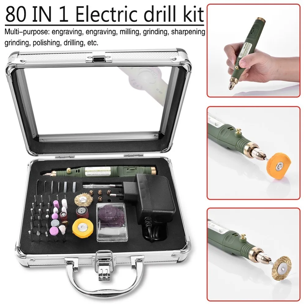  80-IN-1 Mini Electric Rotary Drill Grinder With Grinding Accessories Set Multi-Function Engraving M