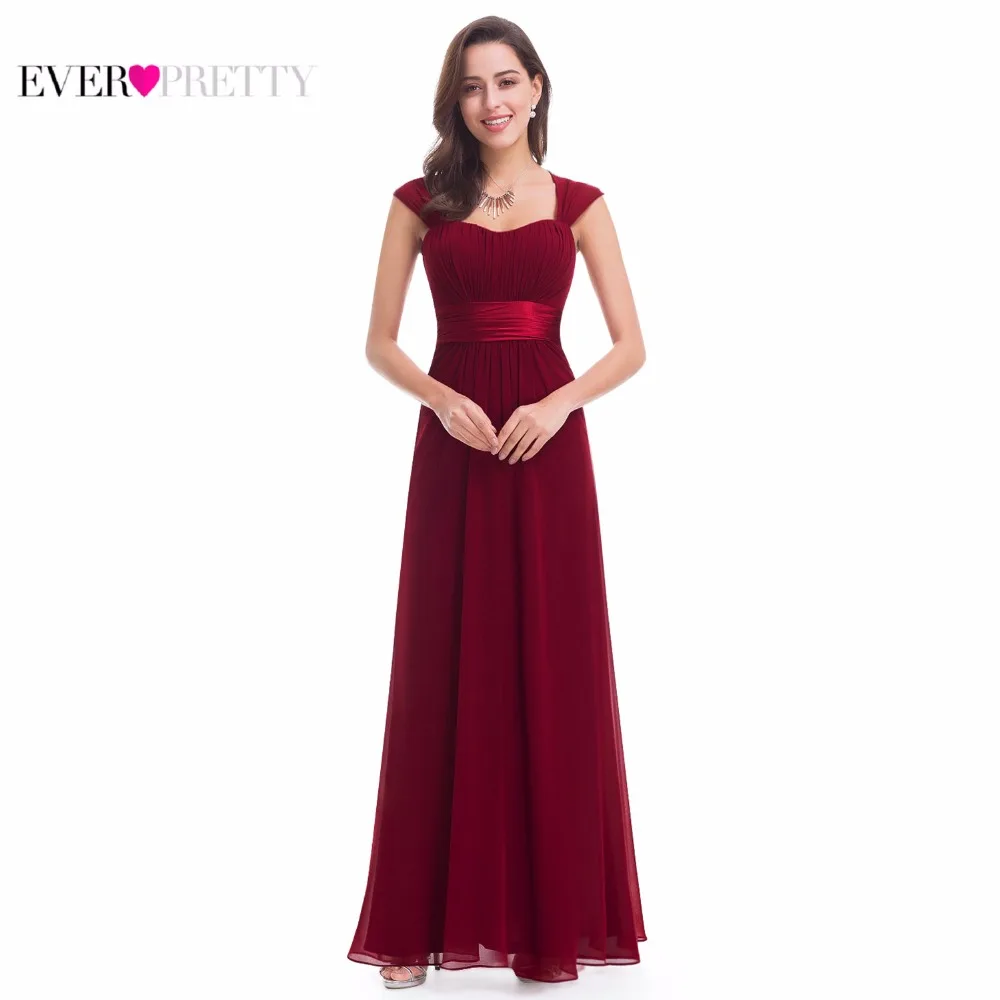 Burgundy Bridesmaid Dress Ever Pretty Elegant EP08834 Sleeveless Long