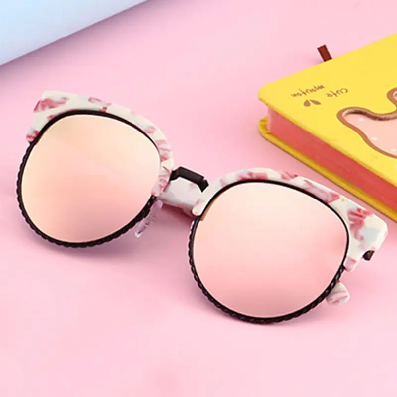 Очки Детские поляризованные очки, в полоску, с цветочным принтом и мода, креативная Личность Круглый детские очки солнцезащитные очки UV400 защитный Лидер продаж