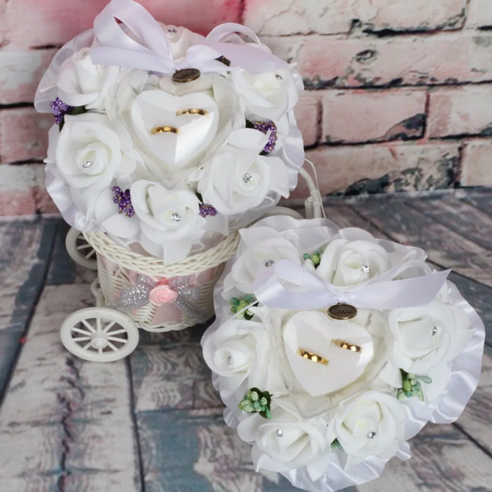 

Ring Box Leaves Flower Cushion Pillow Decoration Wedding Jewelry Gifts Romantic