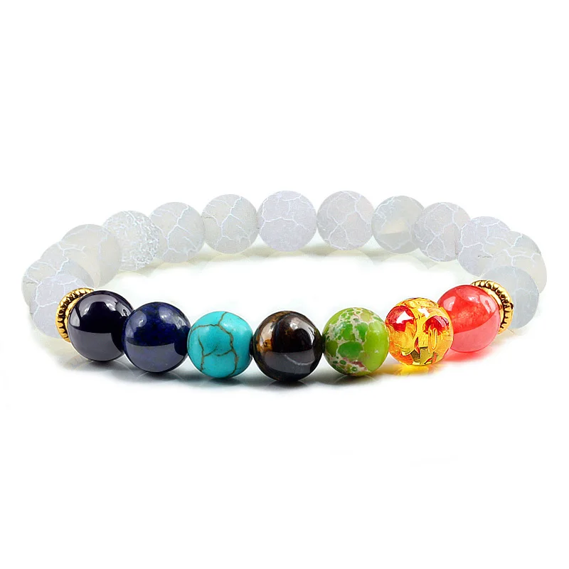 7 Чакра четки браслеты для йоги женские черные/белые/фиолетовые выветренные лавовые камни красочные вулканические бусины мужские браслеты ювелирные изделия из камня
