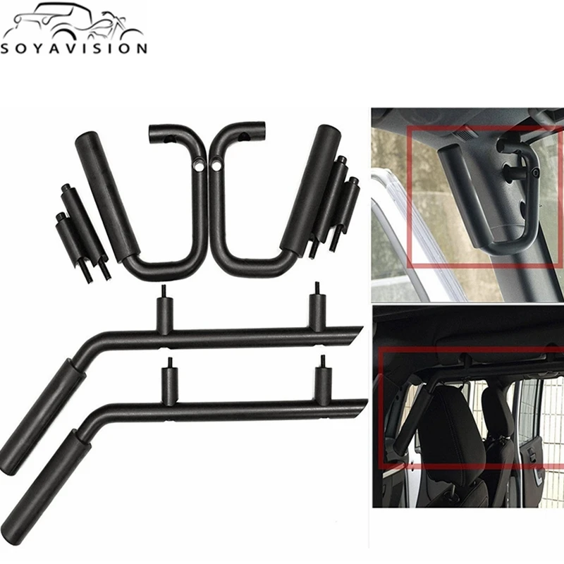 07-16 Jeep Wrangler JK 4-Door Pair Front & Rear Grab Handle Bar (2 Front & 2 Back Grab Handle1s)