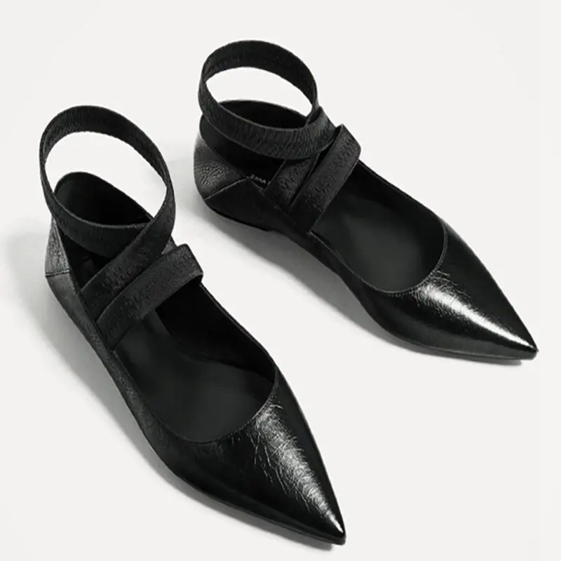 

Spring new single shoes pointed simple wild shallow mouth lace-up casual flat shoes students flat with Roman shoes trend