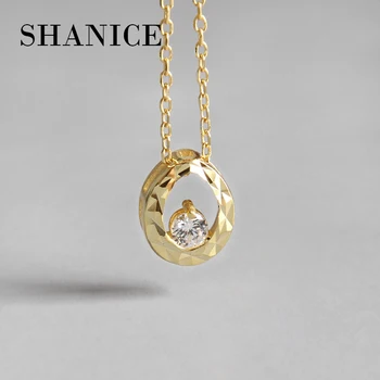 

SHANICE 925 Sterling Silver Cubic Zirconia Drop Shape Pendant Necklace Gold Color CZ Crystal Necklace Women Gift Charm Jewelry