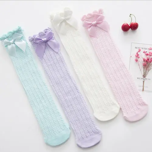 

Baby Cute Lace Baby Socks Toddler Girls Cotton Knee High Socks Bowknot Tights Leg Warmer Socks For Kids
