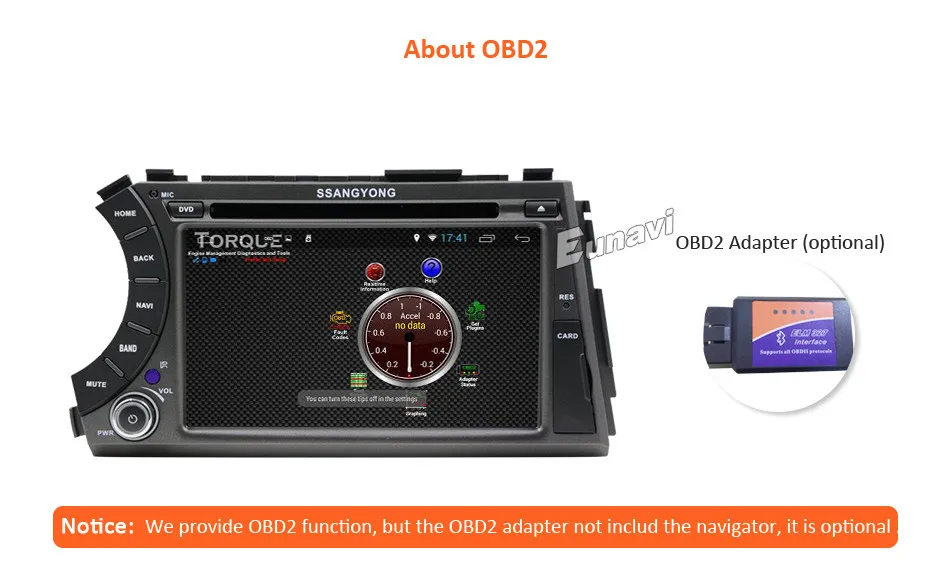 Discount Eunavi 7" 2 din Android 8.1 TDA 7851 car dvd gps stereo for ssangyong Kyron Actyon 4G Wifi BT support DVR OBD2 1024*600 russian 11