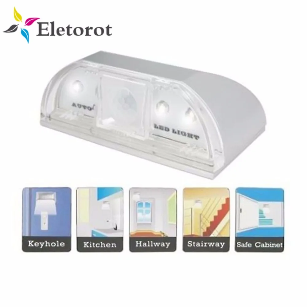 Светодиодная лампа с датчиком движения 4 светодиода|night light|smart night lightlight pir |