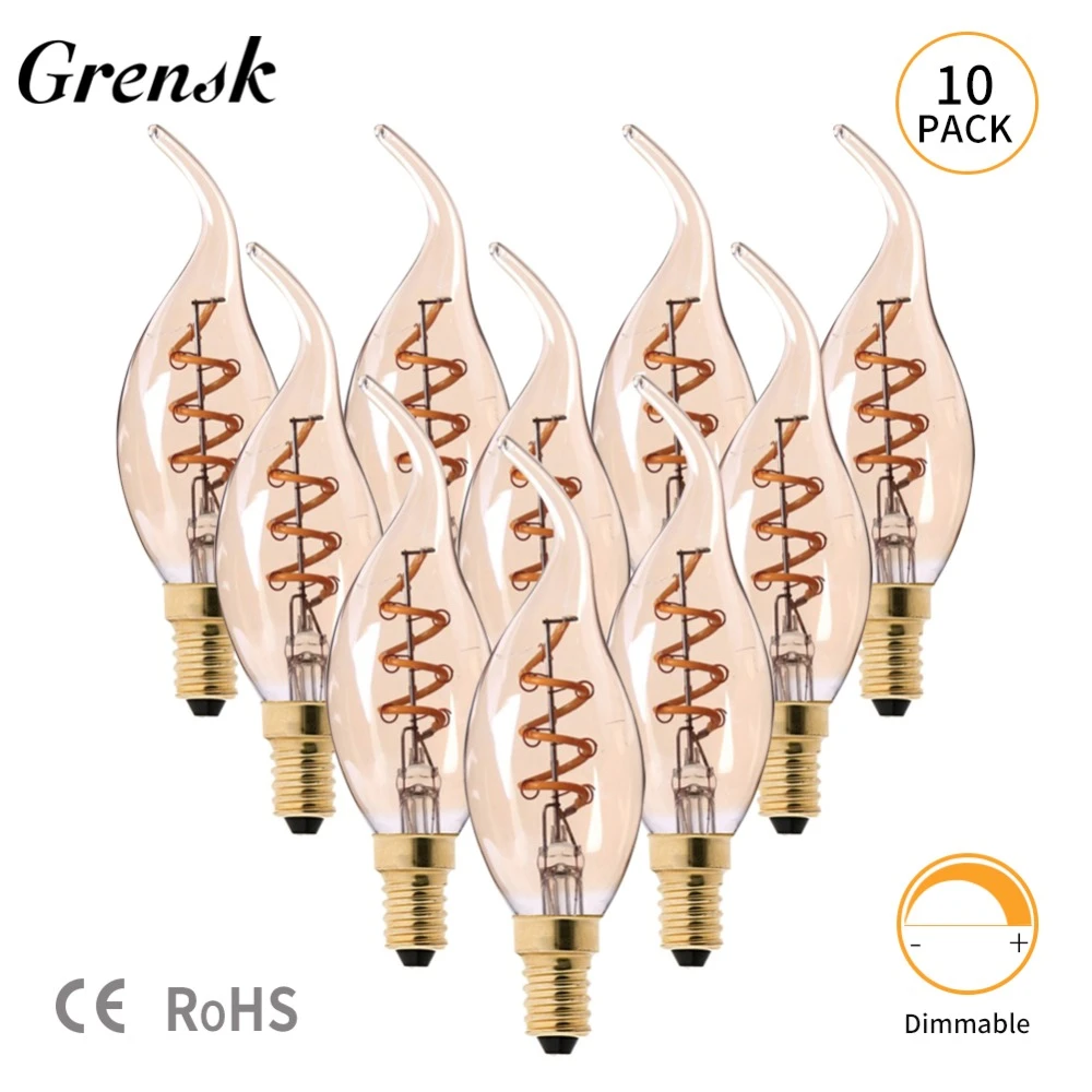 Zorgvuldig lezen informeel Extra Grensk Dimbare E12 Led Kaars Lamp 2200 K Retro E14 220V Led Vlam Effect  Fire Lamp C35T Decoratieve led Lamp 3W Vlam Lamp|led filament light bulb|light  bulbled filament light - AliExpress