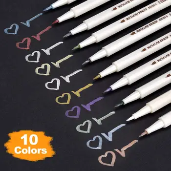 

Metallic Marker Pens 10 pcs Set Assorted Colors Paint Pen