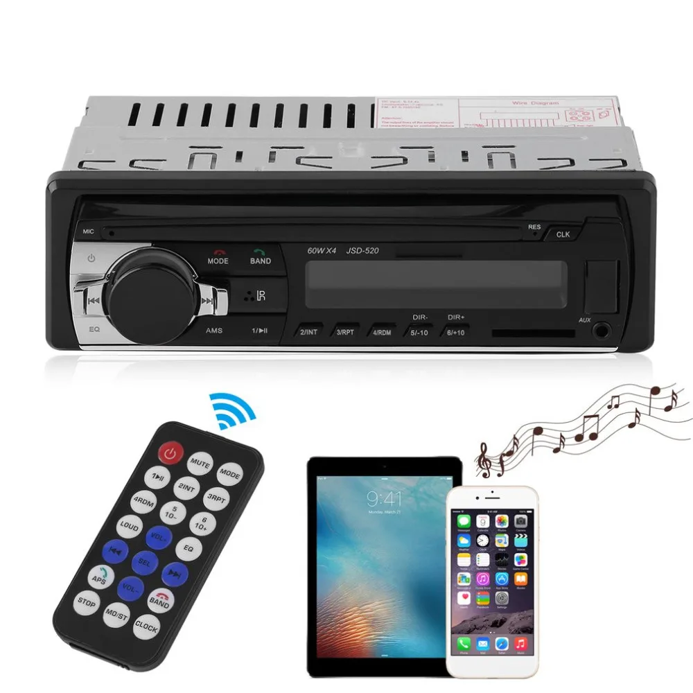 Car Radio Stereo Music Player Bluetooth Phone MP3 Remote Control 12V