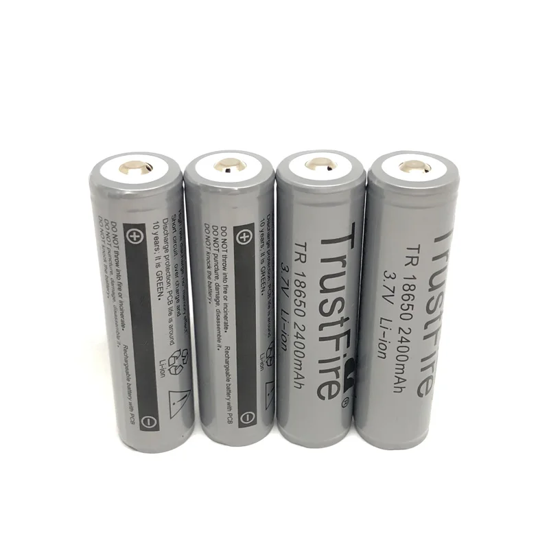 TrustFire Protected TR 18650 3.7V 2400mAh Lithium-ion Battery Rechargeable Batteries with PCB For Camera Torch Flashlights