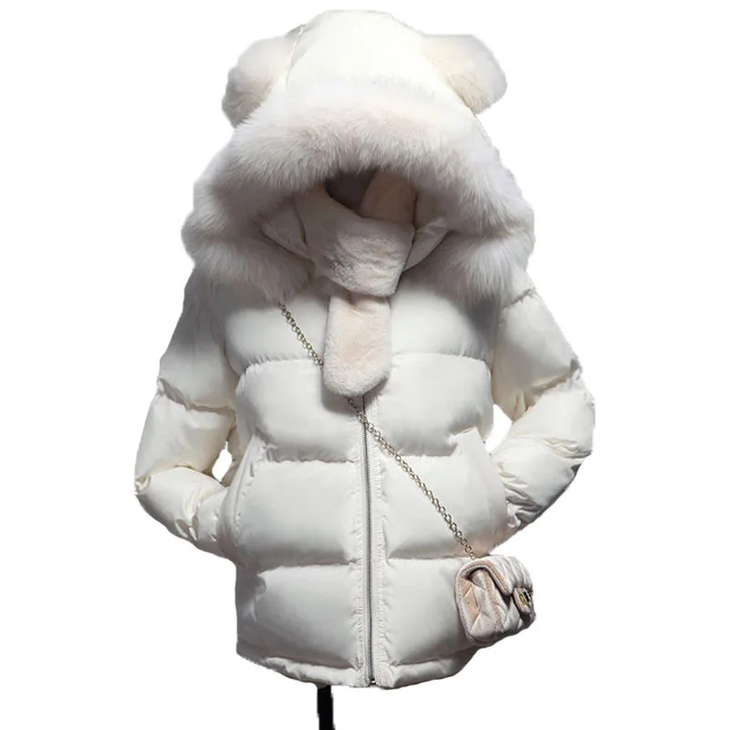 Пальто оверсайз белая зимняя женская куртка короткие ватные куртки толстые