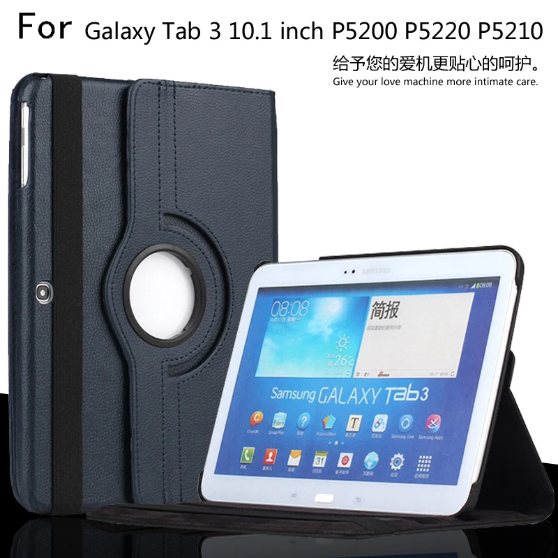 

360 Degree Rotating Case Leather Cover For Samsung Galaxy Tab 3 10.1 P5200 P5210 P5220 Tablet Protective Case