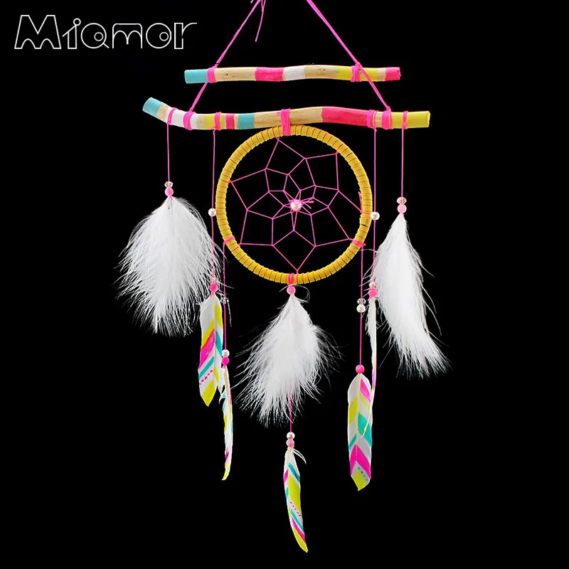 Floresta Encantada Dreamcatcher Handmade Dream Catcher Net Com Penas do vintage Decoração Ornamento Diâmetro 11 cm Amor019