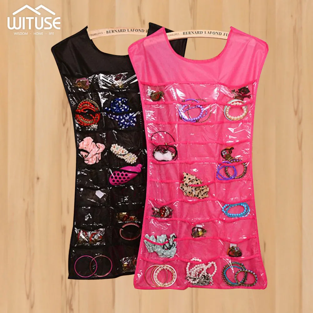 30 Pockets Double Side Jewelry Storage Bag Organizer Display Closet Hanging Dress Holder Earring Necklace Ring Bracelet Case