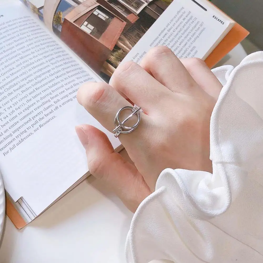

Unique Design Sweet Pure S925 Silver Planet Track Open Rings Earth Sun Moon Move Circle Finger Knuckle Rings For Women Men
