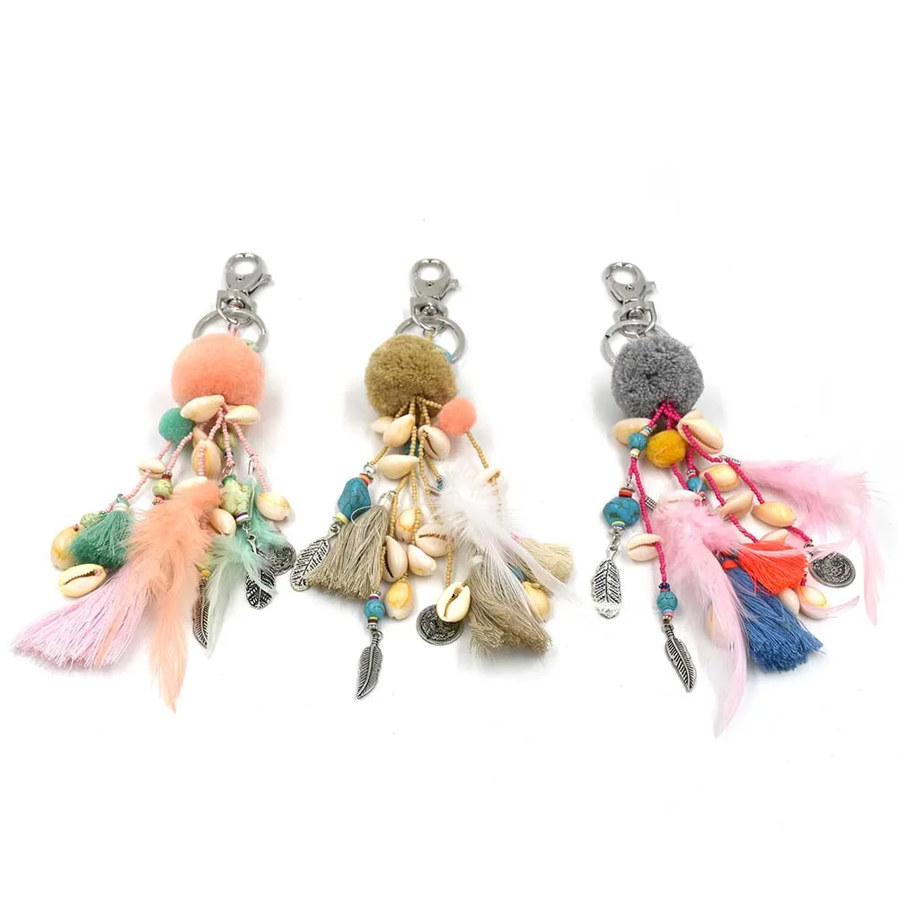 New Fashion Car Key Chains Lanyards Key Ring Key Finders Feather Tassel  Keychains Pompous Pendants Bag Rings Keychains