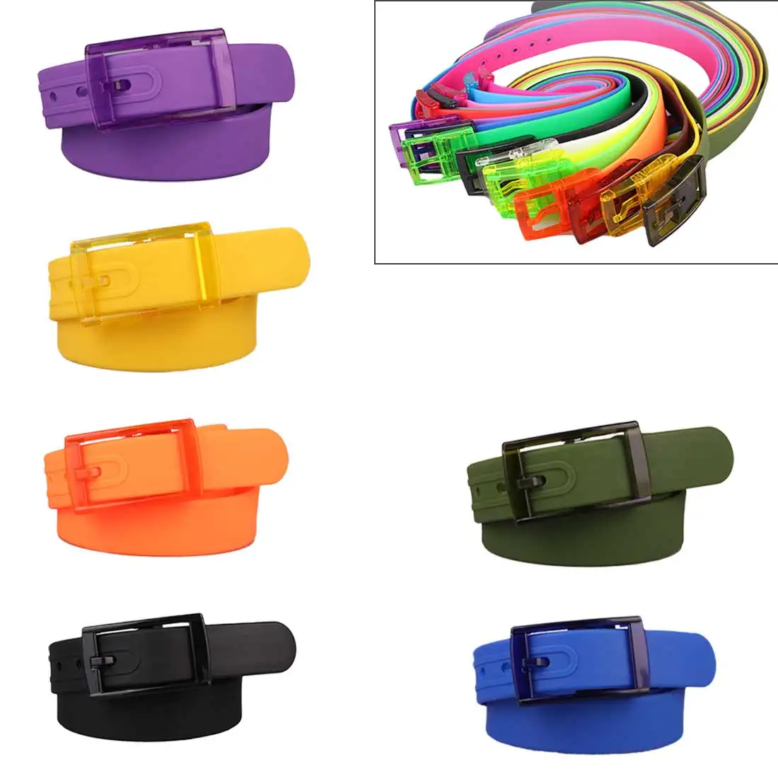 

1Pcs Newest Plastic Multi-color Belts For Women Yellow Belt Metal Pin Buckle Belt For Men Party Wedding Jeans Pants