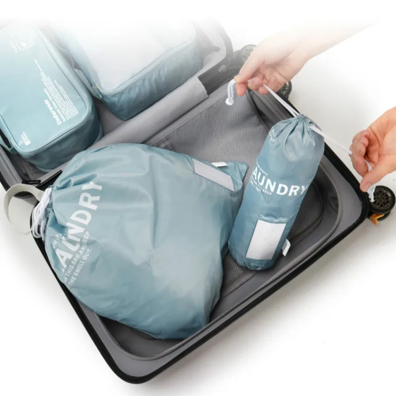 2pcs set Polyester Drawstring Bags Travel Dirty Clothes Storage Laundry Bag Dirty Clothes Sundries Drawstring Bag