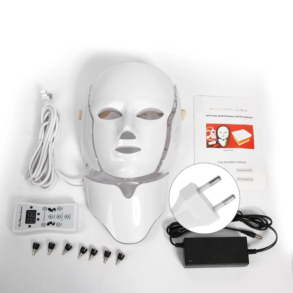 7 Colors Photon Electric LED Facial Mask Neck Skin Rejuvenation Facial