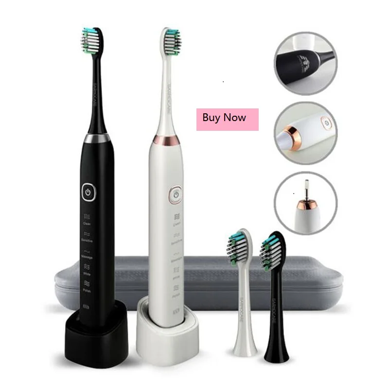 S100 Sonic Electric Toothbrush Ultimate free shipping BlackWhite Plus 2 PC toothbrush heads  (10)