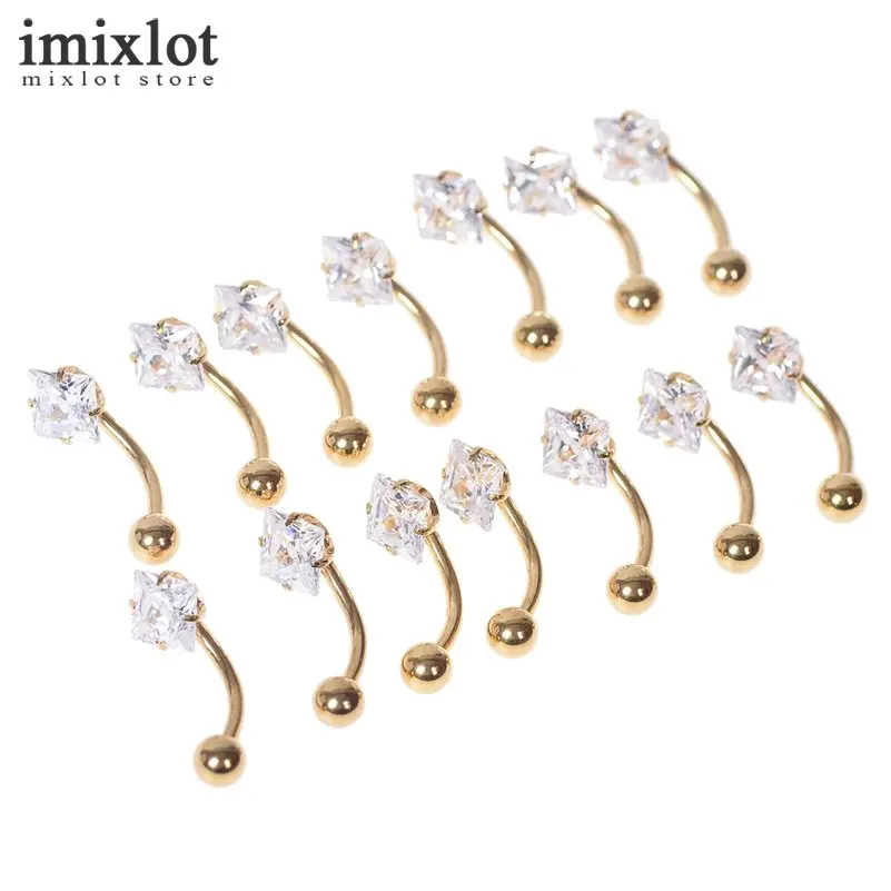 Imixlot Anti Allergy Gold Earrings Ear Nail Belly Button Rings Navel