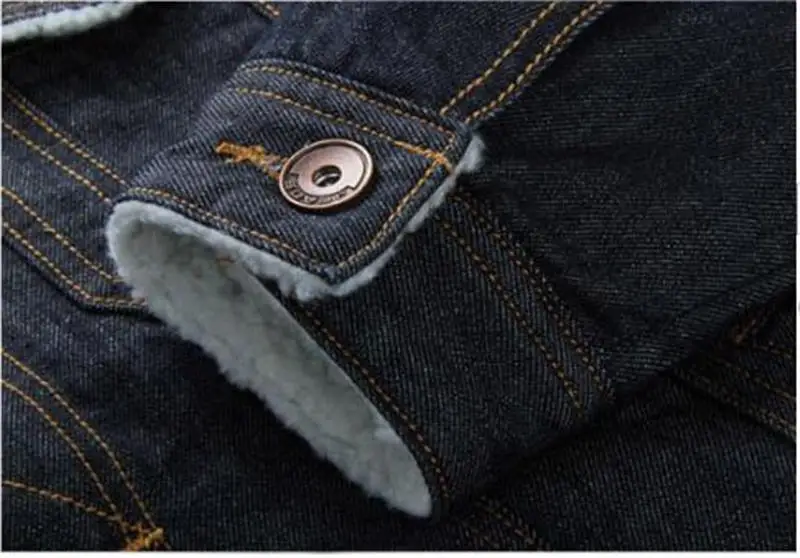 M-3XL 2018 New Winter Men Fleece Thicken Jeans Jacket Denim Coat With Oversize Collar For Denim Jacket Male Outwear Dark Blue (1)