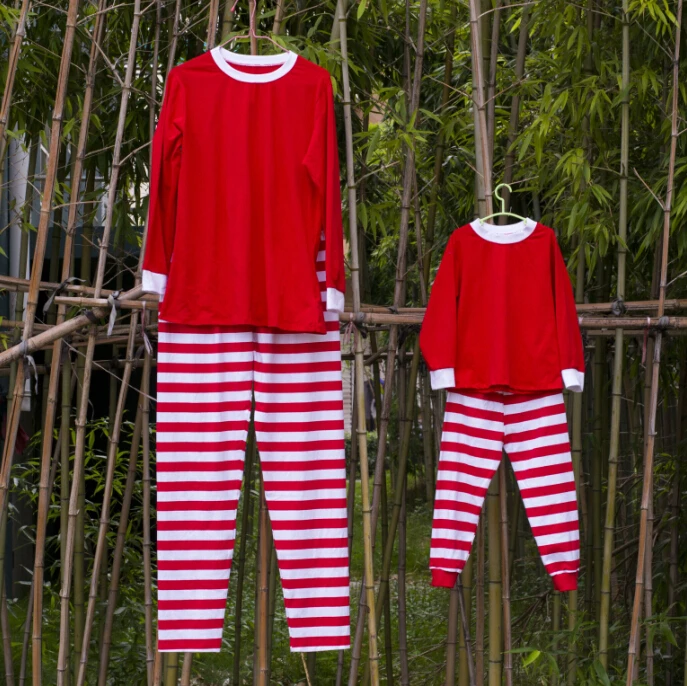 Мать дочь мама и я зимняя Одежда устанавливает дети мальчики девочки пижамы красная полоса хлопок дети Рождественские пижамы