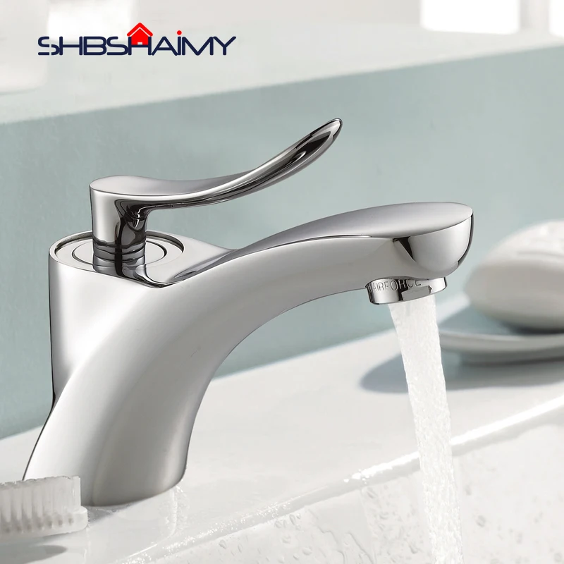 

Chrome bathroom Basin sink Faucet Cold and Hot Water Mixer Single Handle bath room Tap
