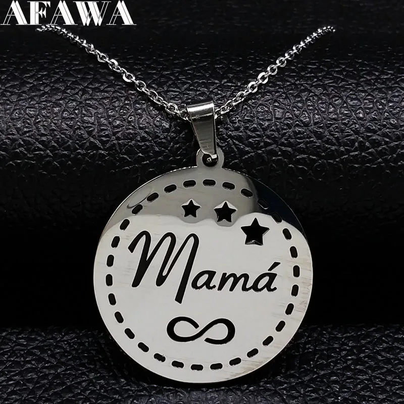 

2019 Mama Stainless Steel Necklaces Pendants for Women Black Enamel Silver Color Wireless Loop Necklace Jewelry bisuteria N18132