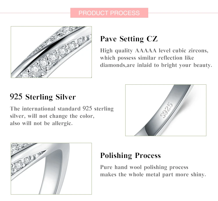 Подлинное Твердое Серебро 925 пробы необычный модный Штабелируемый палец кольцо прозрачный Белый позолоченный браслет для женщин прекрасный подарок Anel