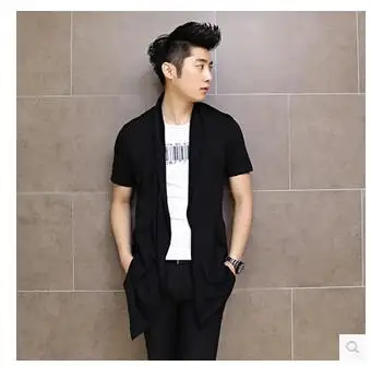 Spring and summer long style thin coat men's short sleeved