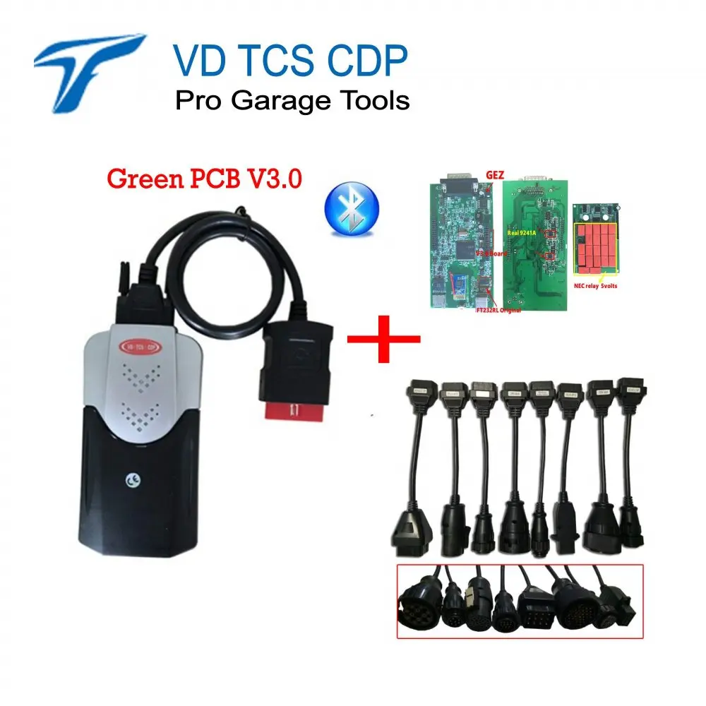 

Recommend!! VD TCS CDP PRO PLUS bluetooth with 15R3/2016.00 OBD2 Diagnostic tools for car truck + full set 8pcs truck cables