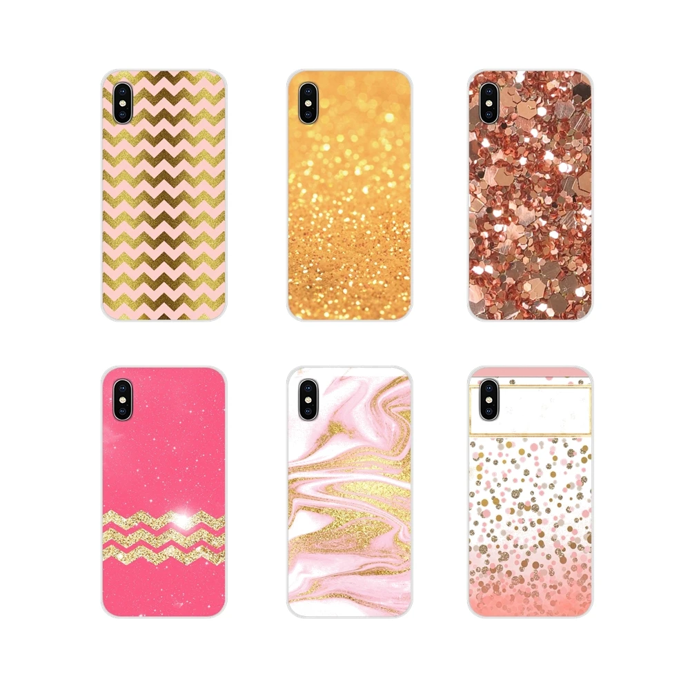 

For Huawei Mate Honor 4C 5C 5X 6X 7 7A 7C 8 9 10 8C 8X 20 Lite Pro Rose gold glitter sparkles Pastel Soft Transparent Case Cover