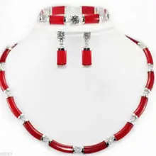 Натуральный женский подарок ювелирные изделия слово циркон Тонкий последний красный драгоценный камень звено ожерелье браслет серьги наборы ААА драгоценные камни оптом свадебные