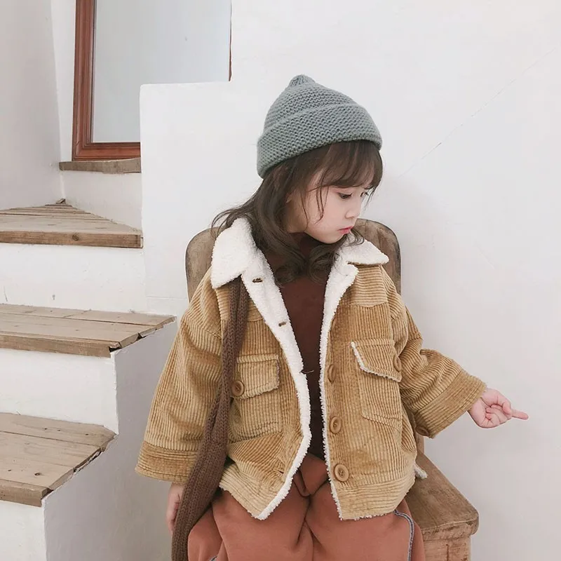 

Corduroy Baby Girl Jacket Coat Autumn Fleece Coat Kids Little Boys Clothes Winter Jacket Yellow Pink Outerwear Clothing 2018 New