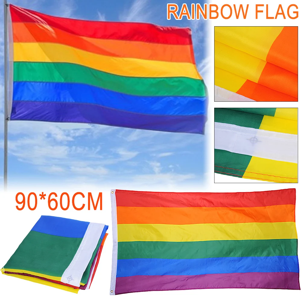 Радужный Флаг 90*60 см, 1 шт., баннеры для геев, ЛГБТ, дружественные баннеры, Профессиональные баннеры для девочек, ЛГБТ, полиэстер, Красочные