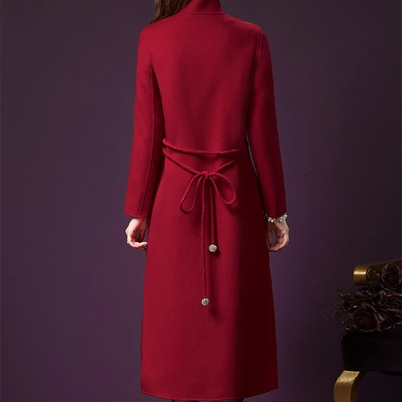 Autumn Winter Stand Collar Woolen Coat Women Long Section Comfortable Coats Solid Pockets Vintage Blends Jackets Autumn Winter Stand Collar Woolen Coat Women Long Section Comfortable Coats Solid Pockets Vintage Blends Jackets