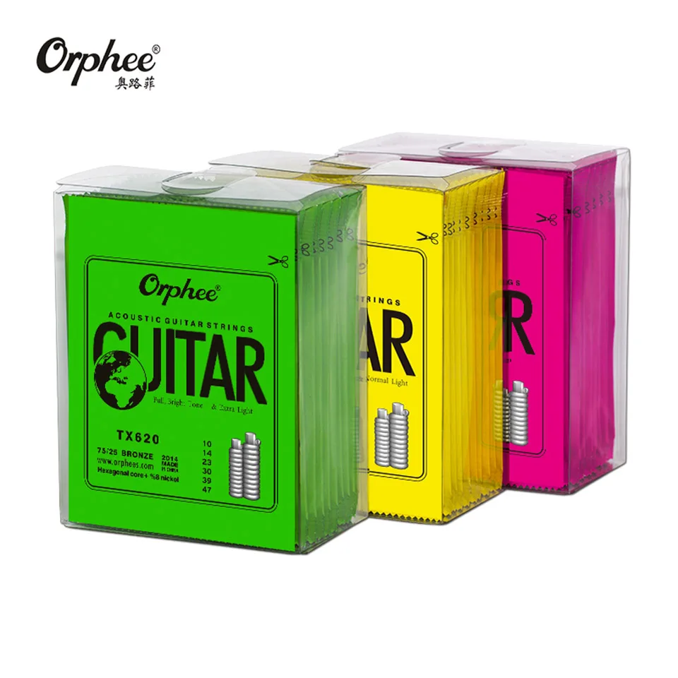 

Orphee 10 Sets/pack ACOUSTIC Guitar String Hexagonal core+8% nickel FULL Bronze Bright tone&Extra light Extra Light Medium 10pcs