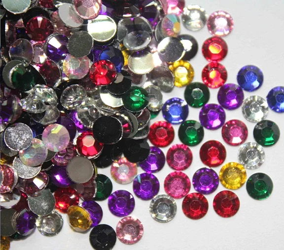 2000pcs 4.8mm Mixed Color Flat Back Acrylic Rhinestones Gems